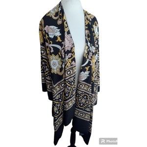 NWT Cupshe Women's One Size Beach Cover-Up Scarf Boho Kimono Floral Black Beige